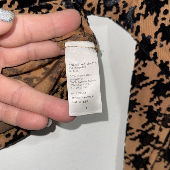 Naked Wardrobe cropped top Houndstooth Long Sleeve Stretch small - Picture 4 of 4